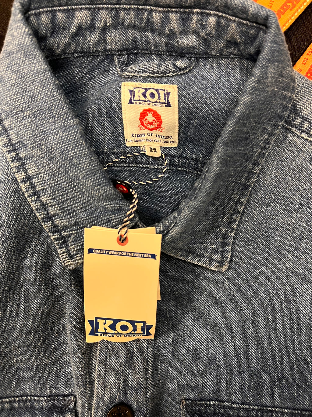 Cămașă denim - Kings of Indigo, realizata din 100% bumbac organic si materiale reciclate