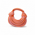 Geantă Statement Împletită Roz-Portocaliu – Design Sculptural